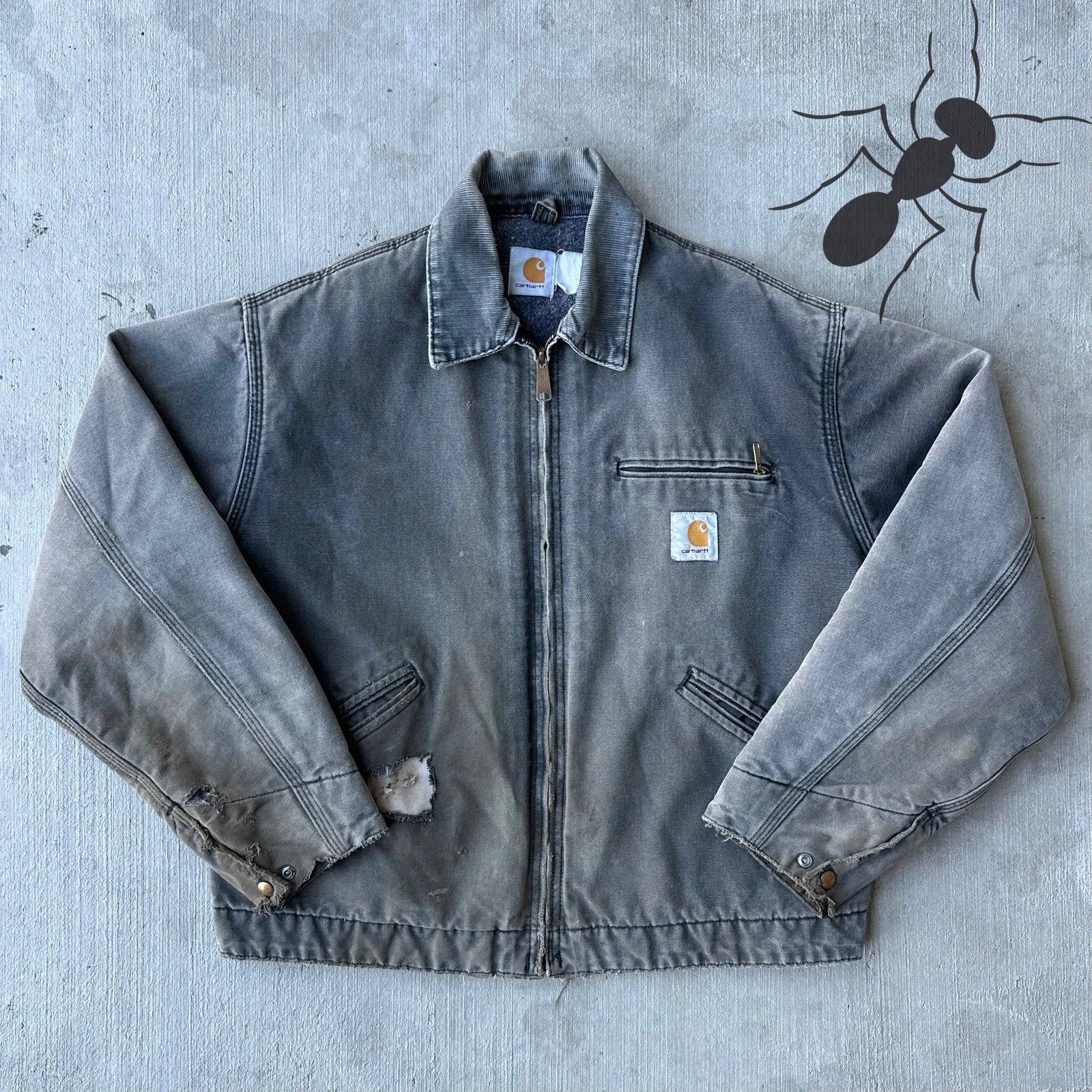 Vintage Y2K Carhartt gray Detroit work wear jacket