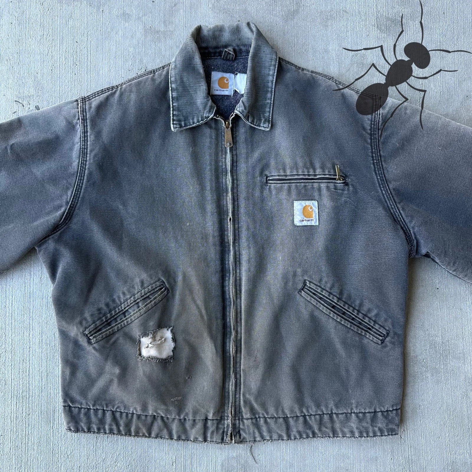 Vintage Y2K Carhartt gray Detroit work wear jacket